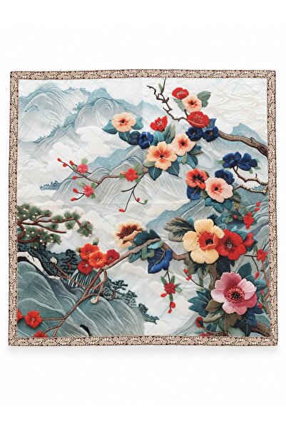 Retrobird Satensi Square Shawl Women's Red - White