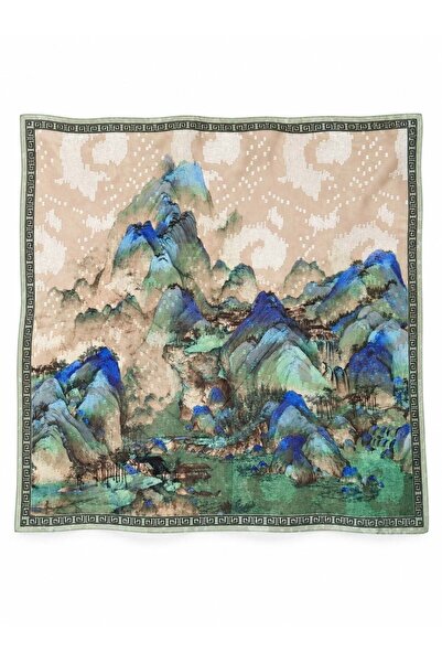 Retrobird Satensi Square Shawl Women's Green - Beige
