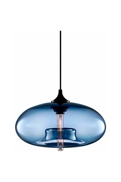 Noonedibs Lustră de Tavan Industrială Vintage cu Glob de Sticlă Colorat – Lam...