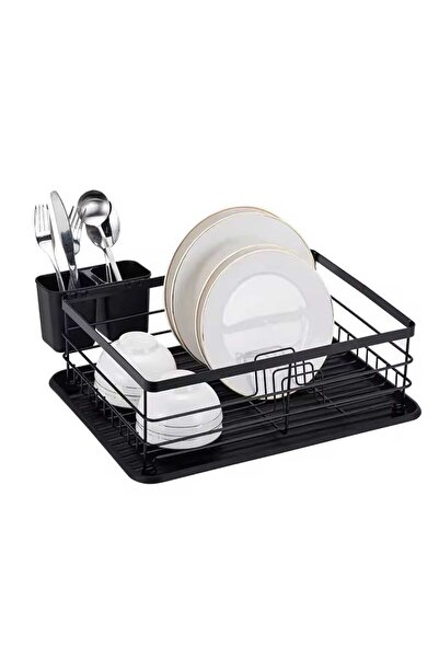 Generic Dish Drying Rack with Drain Board and Cutlery Holder - Kitchen Plate ...