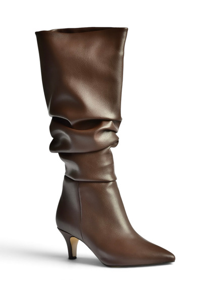 Fox Shoes Z965170409 Brown Thin Heeled Gathered Women's Boots