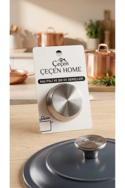 ÇEÇEN HOME Tekli Paslanmaz Çelik Tencere Kapak Kulpu Isıya Dayanıklı Evrensel...