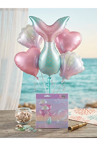 Genel Markalar Işıltılı Deniz Kızı Konsept Doğum Günü Balon Seti (5 Parça)