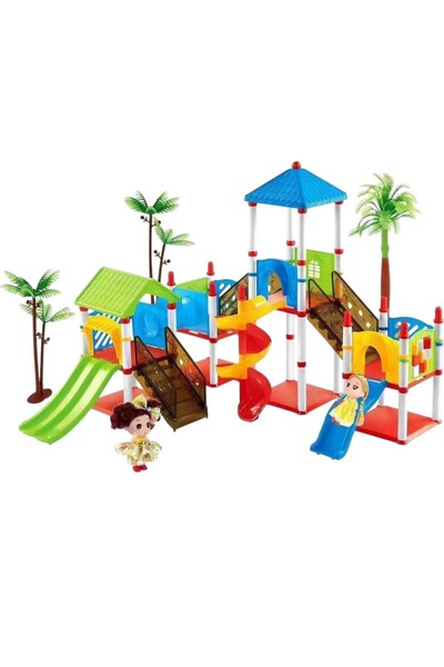 Toybox مجموعة مكعبات بناء للأطفال، حديقة ملاهي مصغرة مع زلاقات