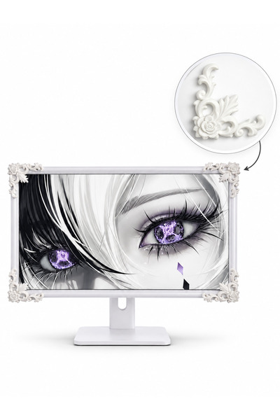Polybunbun Monitör Çerçevesi Beyaz 4 Adet Köşe süsü