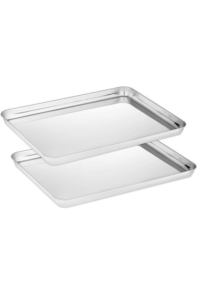 Noonedibs 2 Tăvi de Copt din Oțel Inoxidabil, Set de 2 Bucăți, Miroir, Fără S...