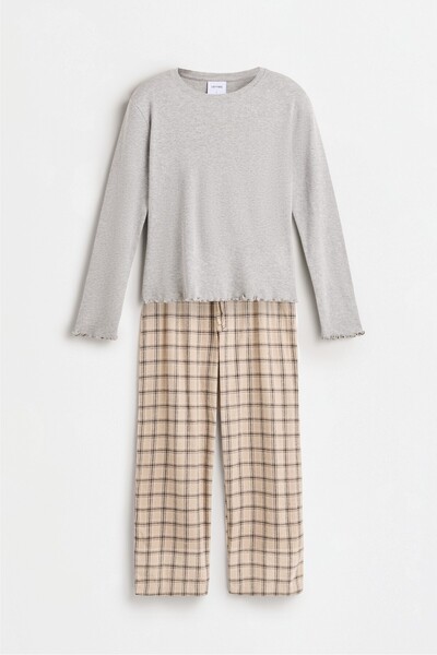 LEFTIES Uzun kontrast pijama takımı