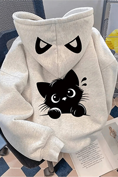 K KOZZ STYLE Unisex Ανδρικό Γυναικείο XSWEATCATX Φούτερ με κουκούλα από βαμβά...