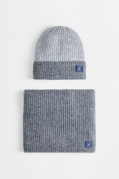 LEFTIES Fitilli triko bere ve boyunluk set