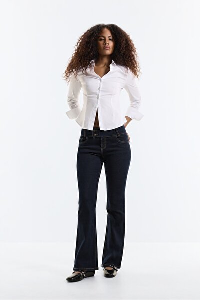 LEFTIES Çift bel flare jean