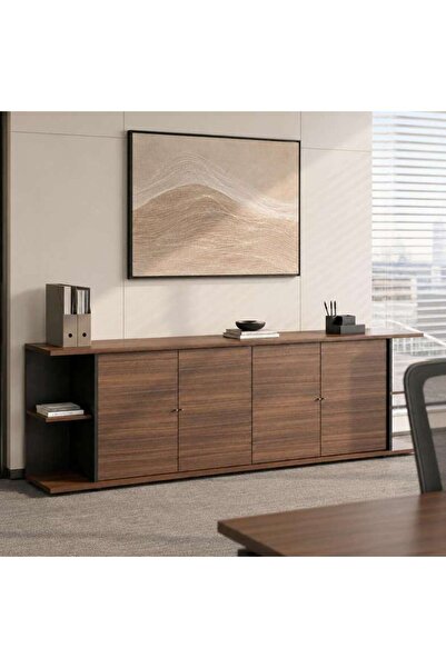 PAN HOME SCHRUTE OFFICE CABINET MEDIUM - DARK BROWN & DARK GREY