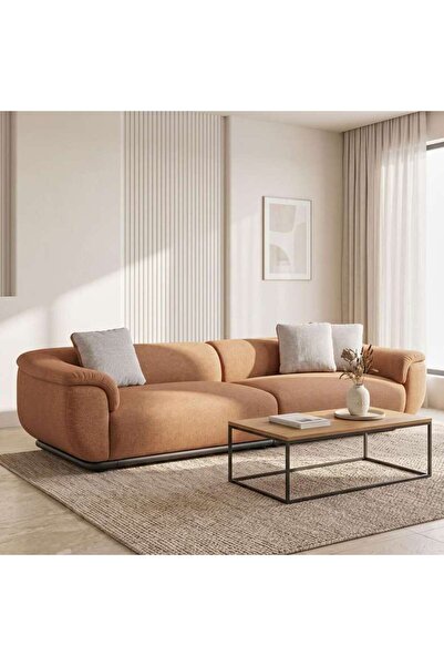 PAN HOME FULHAM 4 SEATER SOFA - BROWN BEIGE