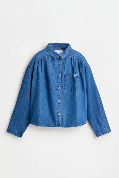 LEFTIES İşlemeli fiyonk detaylı denim gömlek