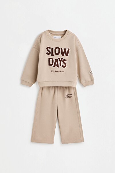 LEFTIES Süet detaylı sweatshirt ve pantolon takımı