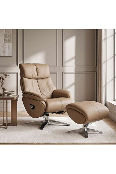 PAN HOME MARQUISE LOUNGE CHAIR MANUAL FUNCTION WITH OTTOMAN - BROWN