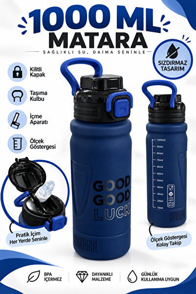 GÜZELYÜZ AVM Good Good Luck Matara Kilitli Kapak Pipetli 1000 mL Suluk Kapakl...