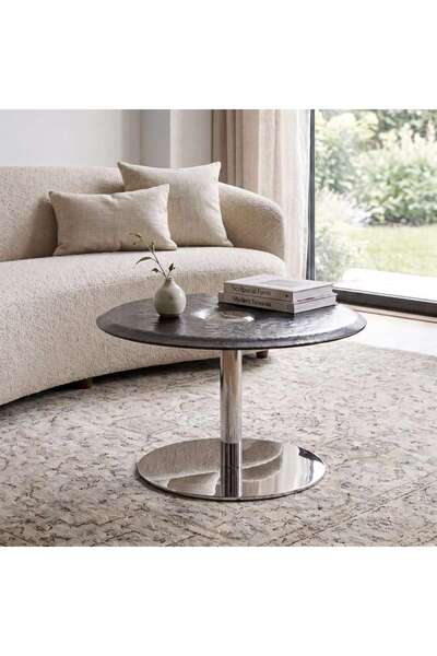 PAN HOME CERINA COFFEE TABLE GLASS - BLACK & SILVER