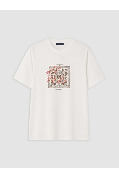 LC Waikiki Rmz Gi̇yi̇m Farkiyla Zero Roba Collar Printed Men's T-Shirt