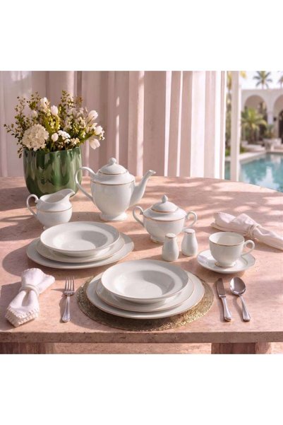 PAN HOME Valencia 116-Piece New Bone China Dinner Set -White