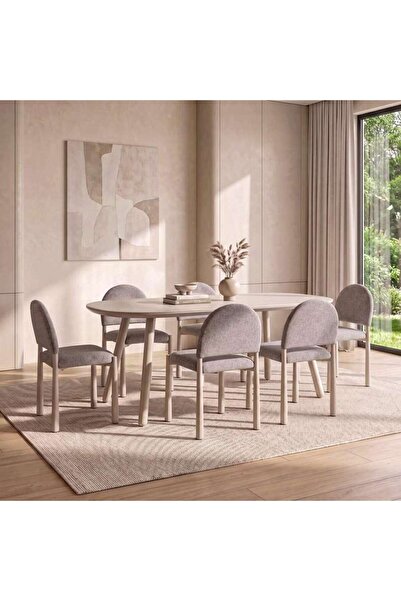 PAN HOME BENNIE 1+6 DINING SET CERAMIC - BEIGE & BROWN