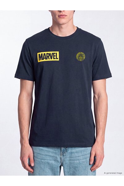 LC Waikiki Quality Parts from Çelebi Store Zero Roba Yaka Licensed Printed Combed Cotton Men's T-Shirt