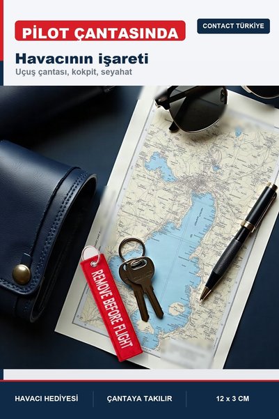 Contact Türkiye Remove before Flight Aviator Keychain Double Sided Embroidery Motor and Car Keychain