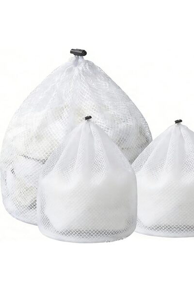 YEVTAHT 3PCS Jumbo Heavy Duty Mesh Laundry Bags, Lockable Drawstring Closure,...