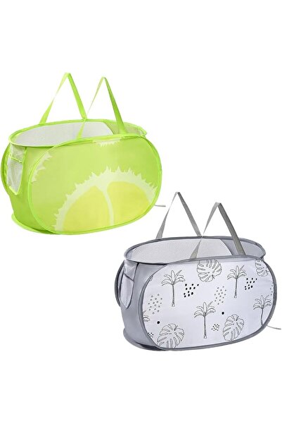 Generic Foldable Laundry Basket,Mesh Pop Up Laundry Basket with Side Pockets ...