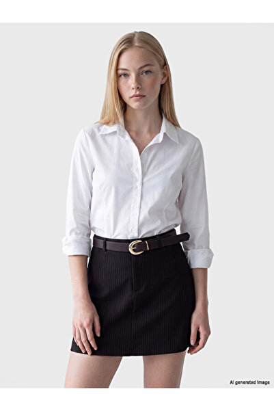 LC Waikiki Beli Zippered Striped A-Line Mini Skirt