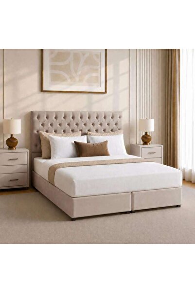 PAN HOME THALASSA SUPER KING BED 200X200 CM - BEIGE