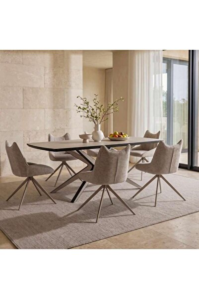 PAN HOME DORSEY 1+6 DINING SET MELAMINE - BEIGE