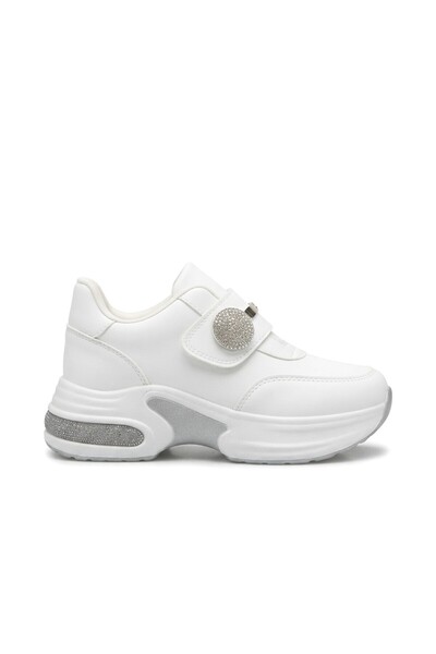 Zerenyus Pantofi sport pentru femei Fugi White Premium, cu talpă groasă de 5 cm și velcro