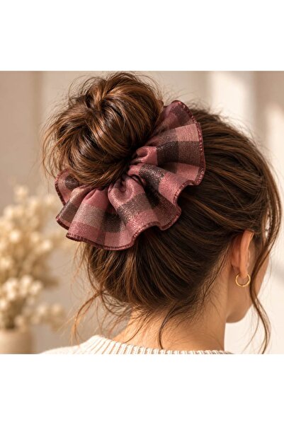 YoldaBebekVar Ribbon Detailed Taffeta and Tulle Large Scrunchie Hair Tie – 14 cm