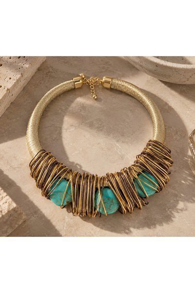 FloresDeCarnaval Aurelia Turquoise Stone Design Necklace