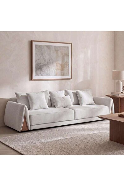 PAN HOME DEWDROP 4 SEATER SOFA - LIGHT BEIGE