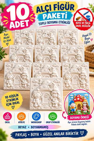 devhome 10'lu Alçı Boyama Figürü – 10 Kişilik Çocuk Boyama Etkinliği, Worksho...