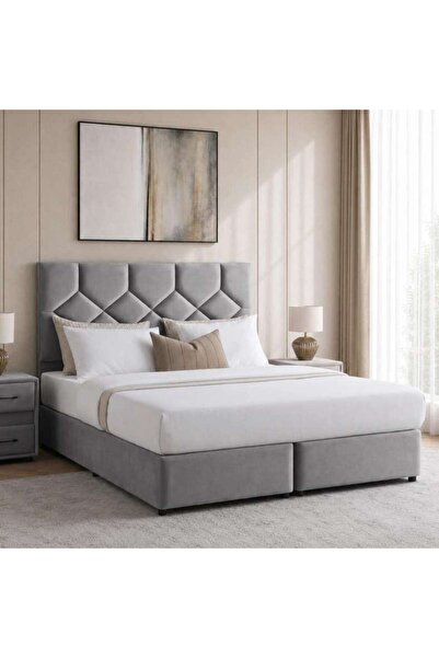 PAN HOME KYROS SUPER KING BED 200X200 CM - GREY