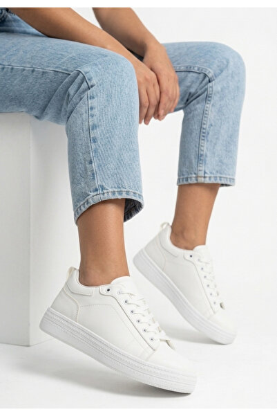 Zerenyus Riko Premium Thick Sole White Lace-Up Women's Sports Shoes
