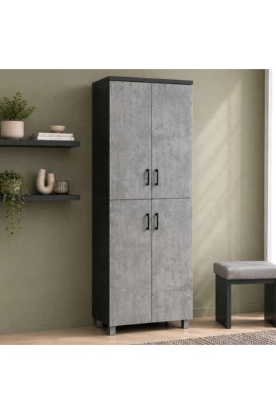 PAN HOME WISEMAN SHOE RACK 24 PAIRS WITH 4 DOOR - BLACK & GREY