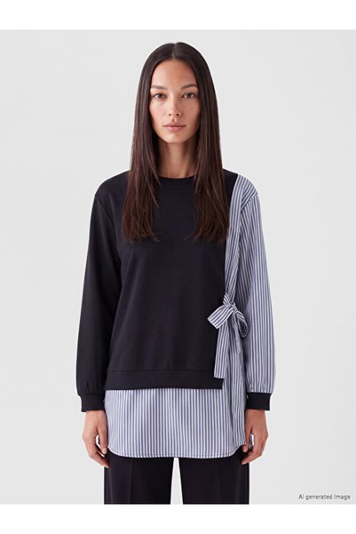 LC Waikiki Rmz Gi̇yi̇m Farkiyla Striped Women's Sweatshirt Tunic