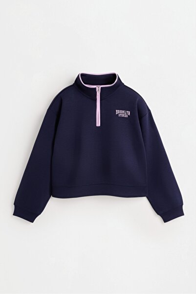 LEFTIES Süet fitilli biyeli fermuarlı sweatshirt