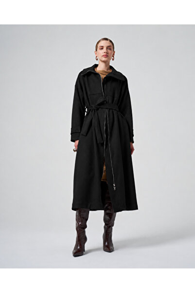 MissWhence Suede Zip-Front Coat