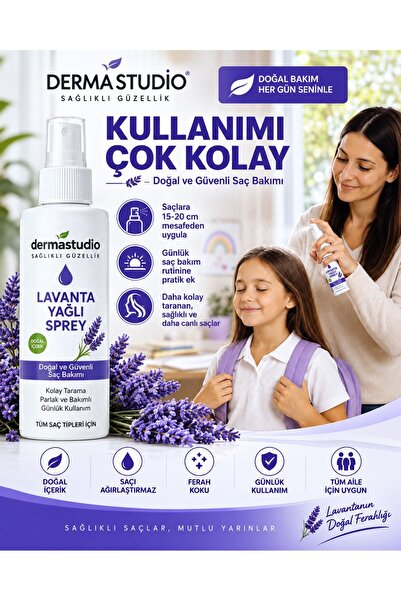 DERMASTUDİO Lavanta Yağlı Saç Spreyi – Doğal ve Güvenli Saç Bakımı