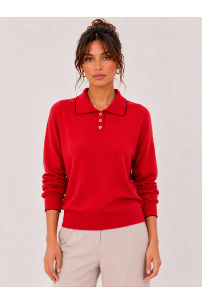 Okçu Triko Women's Polo Neck Knitwear Sweater 27K12320-10