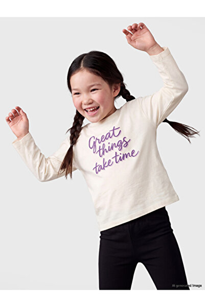 LC Waikiki Crew Neck Slogan Printed Girl's T-Shirt