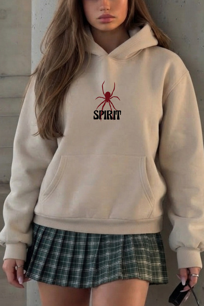 trendypassion Hanorac cu glugă oversize unisex cu imprimeu SPIRIT