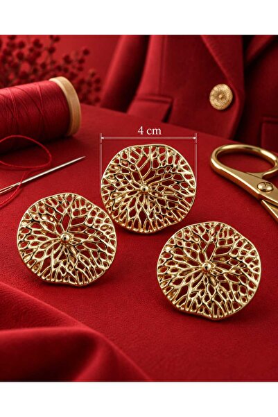 beyna aksesuar ÖZEL TASARIM DÜĞME 4 CM GOLD KAPLAMALI 1 PAKET 4 ADET