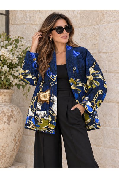 AGORATEKSTİL Women's Italian Quilted Patterned Double Pocket Jacket 44-50