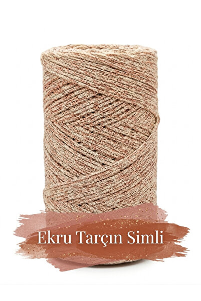 Bevella Macrame Cord Ekru Simli Tarçın Yumuşak Pamuk Cotton Zincir 1.5 mm 200 gr
