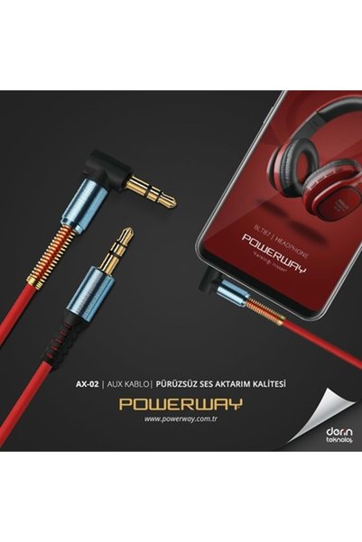 Midcom Powerway AX02 Aux Yatlı 1mt L Tipi Kablo
